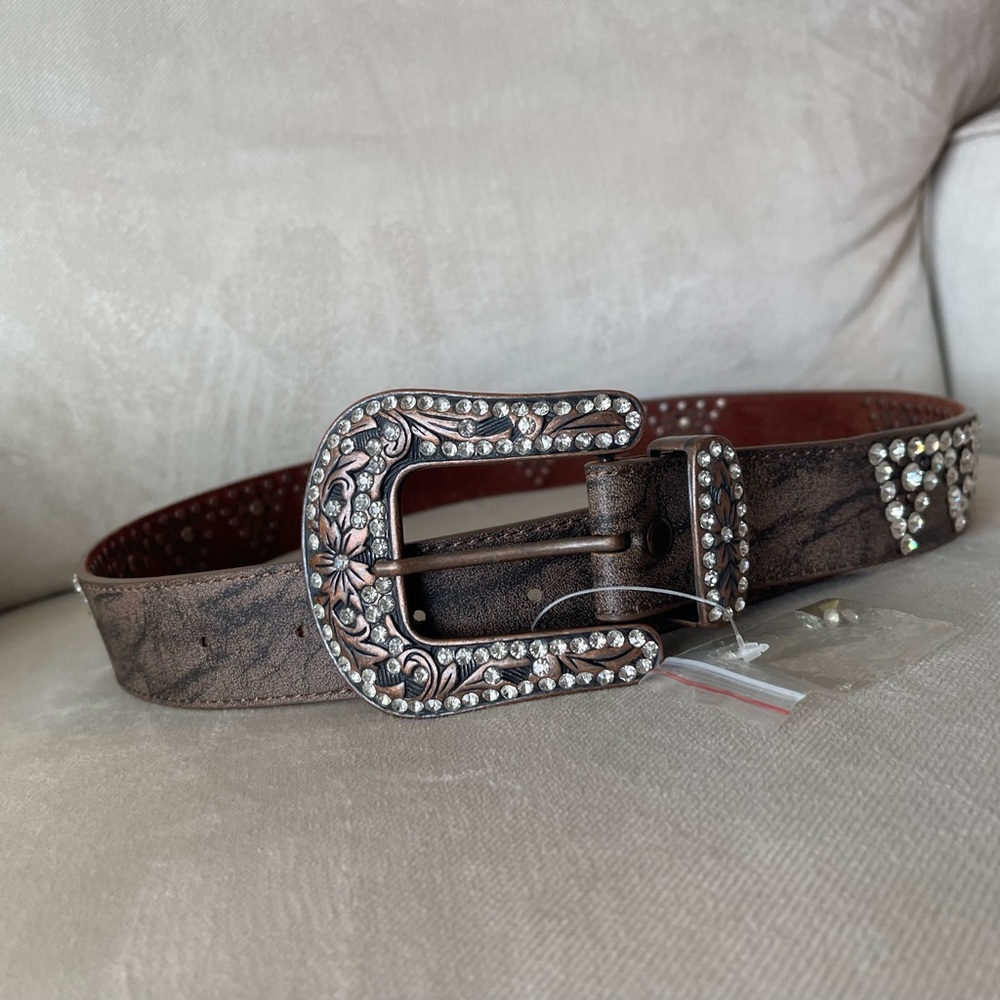 Buckle Brown Embellished Belt
